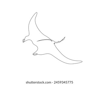 Continuous one line drawing of stingray fish illustration. Manta ray single outline vector design. Editable stroke.