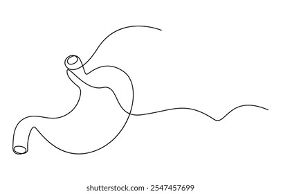 Desenho contínuo de uma linha de órgão do estômago Gastrointestinal Humano
