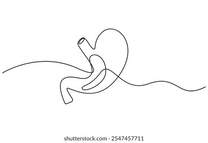 Desenho contínuo de uma linha de órgão do estômago Gastrointestinal Humano