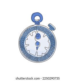 Continuous one line drawing Stopwatch line and solid icon. Timer illustration. Sport watch chronometer. Trendy style. Swirl curl style concept. Single line draw design vector graphic illustration