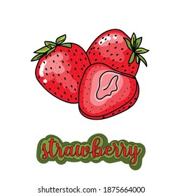 Continuous one line drawing strawberry. Food a fruit concept. Vector illustration perfect for greeting cards, party invitations, posters, stickers, clothing.
