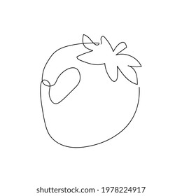 Continuous one line drawing strawberry. Vector illustration. Black line art on white background.