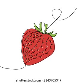 Continuous one line drawing of strawberry. Vector illustration