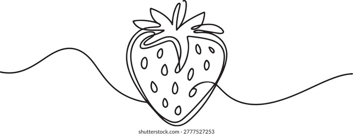 Continuous one line drawing Strawberry fruit.one line Art icon drawing vector
