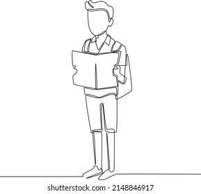 Continuo trazado de una línea que dibuja el mapa turístico de los estudiantes sobre el destino. Felices fiestas. Ilustración gráfica vectorial de diseño de líneas simples.