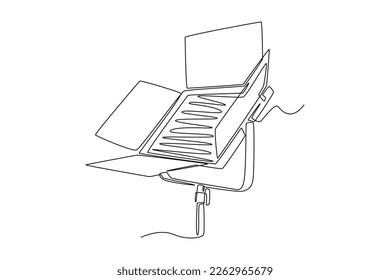 Continuous one line drawing studio light. Video shooting tools concept. Single line draw design vector graphic illustration.