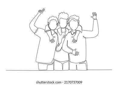 Continuous one line drawing Stylish Young Boys. International youth day concept. Single line draw design vector graphic illustration.