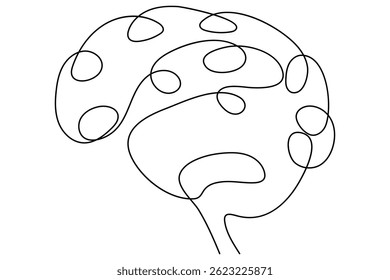 Continuous One line drawing of a stylized brain, perfect for medical or design projects

