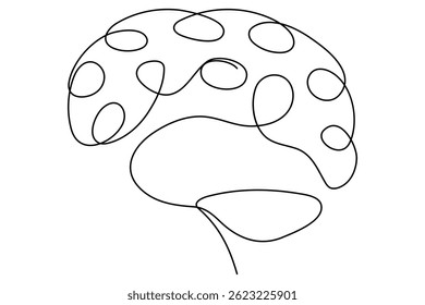 Continuous One line drawing of a stylized brain, perfect for medical or design projects
