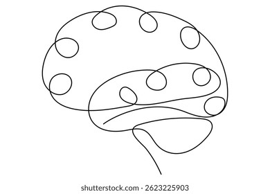 Continuous One line drawing of a stylized brain, perfect for medical or design projects
