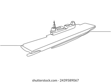 Continuous one line drawing of submarine Ocean travel transportation