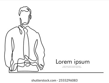 Continuous one line drawing of successful businessman, hand drawn style vector illustration	