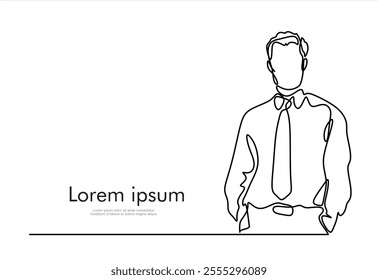 Continuous one line drawing of successful businessman, hand drawn style vector illustration	