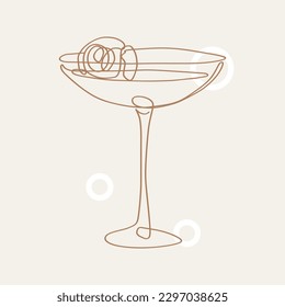 Continuous one line drawing of summer cocktail drinks. Bar and restaurant concept minimalist, vector illustration.