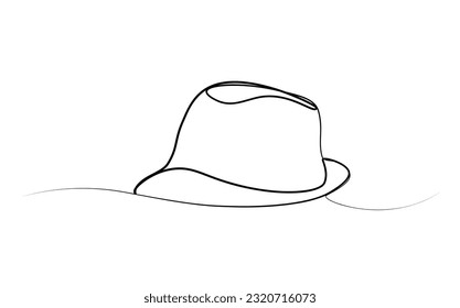 Continuous one line drawing of a summer hat.