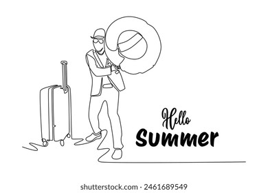 Continuous one line drawing summer Concept. Doodle vector illustration.