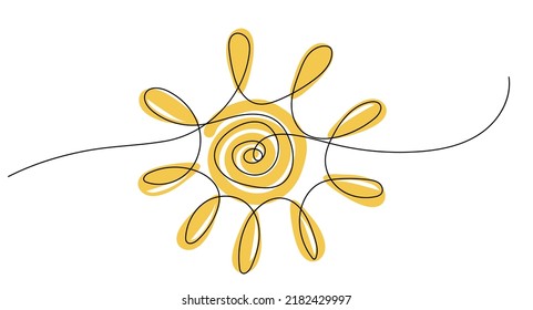 Un plano continuo de una línea de sol. Diseño lineal minimalista aislado sobre fondo blanco. Ilustración vectorial de moda