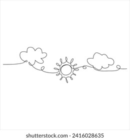 
Continuous one line drawing of sun cloud line art drawing vector illustration 