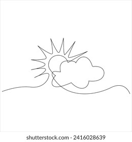 
Continuous one line drawing of sun cloud line art drawing vector illustration 