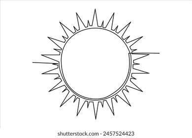 dibujo continuo de una línea arte del sol Línea de contorno del sol de verano ilustración de arte de línea