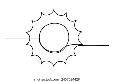 Kontinuierliche einzeilige Zeichnung Sun Art Sommer Sonnenkontur Linie Zeichen Linie Art Illustration