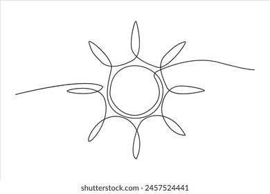 dibujo continuo de una línea arte del sol Línea de contorno del sol de verano ilustración de arte de línea