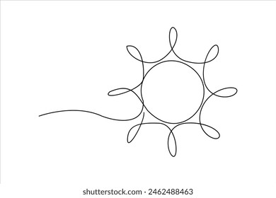 Kontinuierliche einzeilige Zeichnung Sun Art Sommer Sonnenkontur Linie Zeichen Linie Art Illustration
