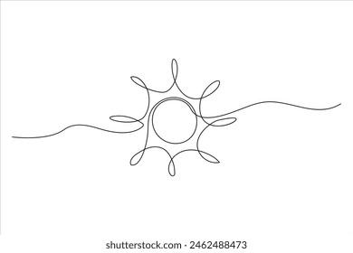 dibujo continuo de una línea arte del sol Línea de contorno del sol de verano ilustración de arte de línea
