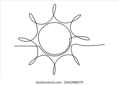 continuous one line drawing sun art Summer sun contour line sign line art illustration
