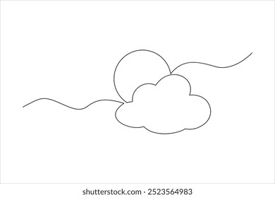 Continuous one line drawing sun and cloud line sign line art illustration