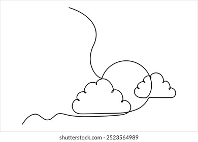 Continuous one line drawing sun and cloud line sign line art illustration