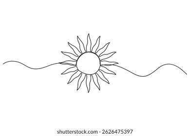 Desenho contínuo de uma linha sol arte Verão sol contorno linha sinal linha ilustração