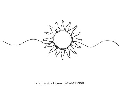 Desenho contínuo de uma linha sol arte Verão sol contorno linha sinal linha ilustração