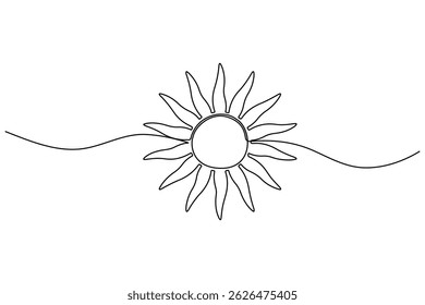 Desenho contínuo de uma linha sol arte Verão sol contorno linha sinal linha ilustração