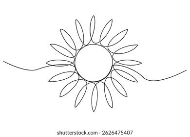 Desenho contínuo de uma linha sol arte Verão sol contorno linha sinal linha ilustração