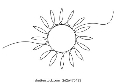 Desenho contínuo de uma linha sol arte Verão sol contorno linha sinal linha ilustração