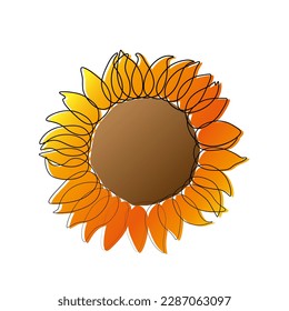 continuous one line drawing of a sunflower.