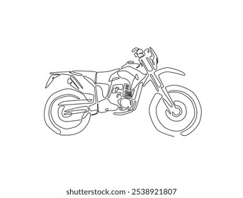 Continuous one line drawing of supercross motocross. motobike extreme sport single line art vector illustration. Editable vector. 
