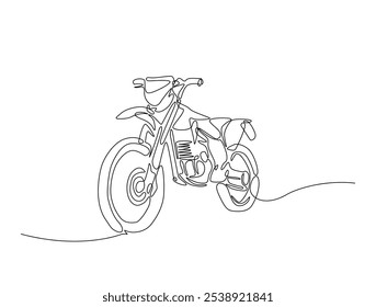 Continuous one line drawing of supercross motocross. motobike extreme sport single line art vector illustration. Editable vector. 
