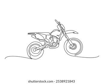 Continuous one line drawing of supercross motocross. motobike extreme sport single line art vector illustration. Editable vector. 
