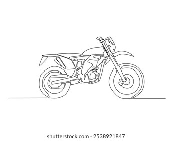 Continuous one line drawing of supercross motocross. motobike extreme sport single line art vector illustration. Editable vector. 
