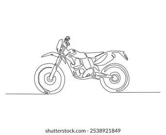 Continuous one line drawing of supercross motocross. motobike extreme sport single line art vector illustration. Editable vector. 
