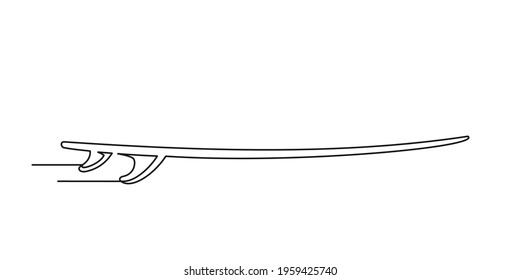 Continuous one line drawing of an surfboard. Sport concept. Surfboard isolated on a white background. Vector illustration