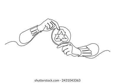 Continuous one line drawing sustainable business concept. Doodle vector illustration.