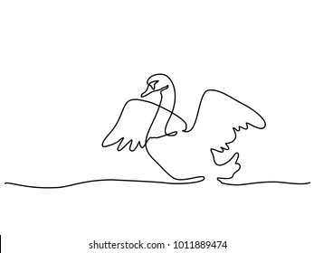 Continuous one line drawing. Swan logo. Black and white vector illustration. Concept for logo, card, banner, poster, flyer