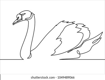 Continuous one line drawing. Swan logo.