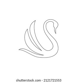 Dibujo continuo de una línea. Logo de Swan. Ilustración vectorial en blanco y negro. Concepto de logotipo, tarjeta, pancarta, afiche, volante
