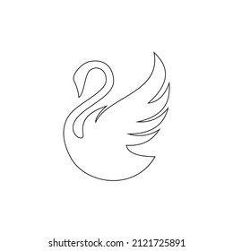 Continuous one line drawing. Swan logo. Black and white vector illustration. Concept for logo  card  banner  poster  flyer