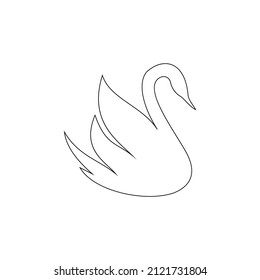 Dibujo continuo de una línea. Logo de Swan. Ilustración vectorial en blanco y negro. Concepto de pancarta de carteles con logotipo