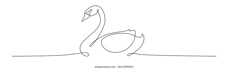 Continuous one line drawing swan. Vector illustration love valentine.